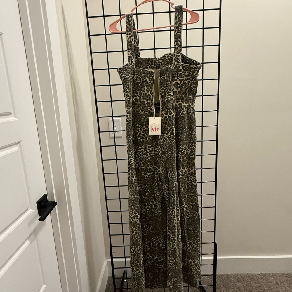 Leopard Print jumpsuit overalls with Pockets - Picture 3 of 5